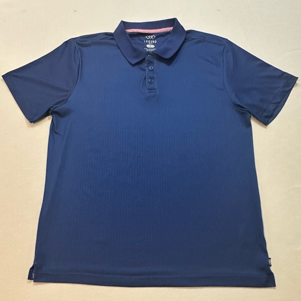 LEG3ND Golf Performance Polo Shirt Blue Stretch Moisture Wicking Men’s Large